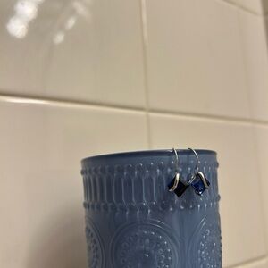 Princess-cut Created Blue Sapphire Earrings